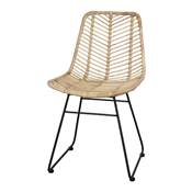 Lot 2 chaises rotin style nordique naturel