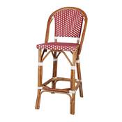 Lot 2 Tabourets hauts rotin style bistrot rouge