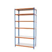 Étagère métal bleu orange galvanisé 6 étagères 200 kgs dim.2500x1200x500mm sans vis