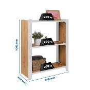Étagère en métal blanc chêne 3 étagères charge 200 kgs dim.1000x800x300mm sans vis