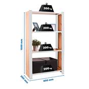 Étagère en métal blanc chêne 4 étagères charge 200 kgs dim.1500x800x300mm sans vis