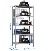 Étagère en métal  5 étagères charge 100 kgs dim.1802x810x310mm sans vis