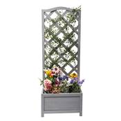 Jardinière en bois de sapin avec treillis 30x45 hauteur 120cm gris