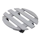 Porte plante en bois de sapin à roulette diamètre 30cm rond charge max.25kg gris