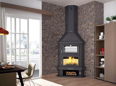 Cheminée à bois de coin en acier avec four supérieur, bûcher inférieur 14.5 Kw