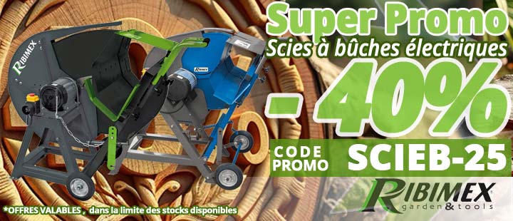 SOLDES 40% de remise en super promo sur ces 2 scies à bûches électriques... chez Bricommerce
