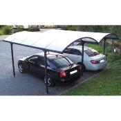 Double Carport Aluminium toit demi rond coloris gris anthracite surface ext. 28,62 m2