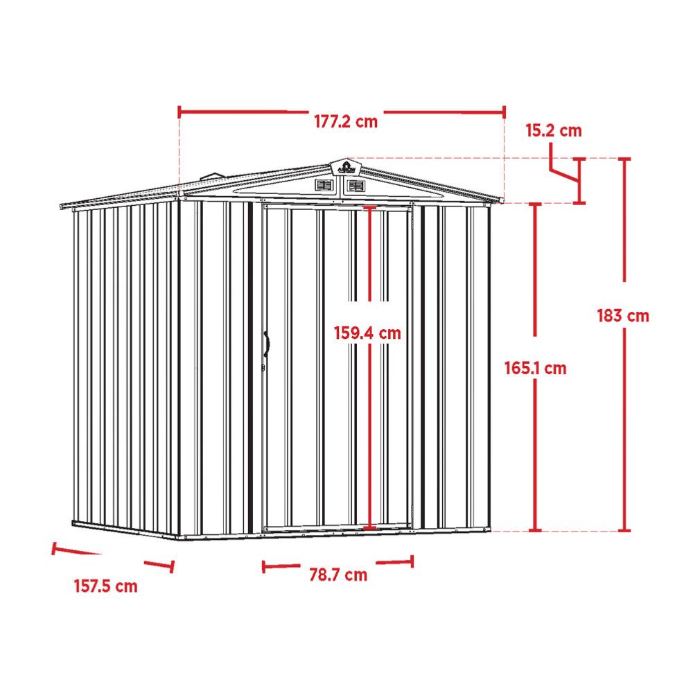 Abri de jardin adossé Arrow 1,24x2,03x2,08m, Anthracite