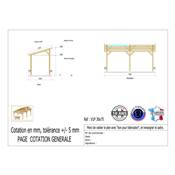 Abri 1 pente Bois Douglas France Carport Auvent voiture 300x750cm H 250cm