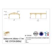 Abri 2 pentes Adossé Bois Douglas France Carport Auvent voiture 650x950cm H 250cm