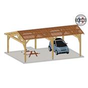Abri 2 pentes Faitage Décalé Bois Douglas France Carport Auvent voiture 550x450cm H 250cm