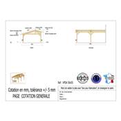 Abri 2 pentes Faitage Décalé Adossé Bois Douglas France Carport Auvent voiture 500x550cm H 250cm