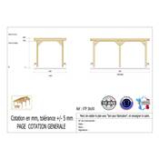 Abri Toit Plat Bois Douglas France Carport Auvent voiture 300x500cm H 250cm