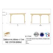 Abri Toit Plat Bois Douglas France Carport Auvent voiture 450x450cm H 250cm