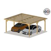 Abri Toit Plat Bois Douglas France Carport Auvent voiture 550x550cm H 250cm