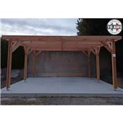 Abri Toit Plat Bois Douglas France Carport Auvent voiture 650x550cm H 250cm