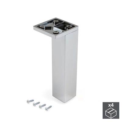Lot 4 pieds meubles Smartfeet coin réglable 140-150mm plastique Chromé