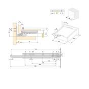 Jeu coulisses invisibles tiroir Silver sortie totale fermeture amortie prof. 540mm Acier Zingué