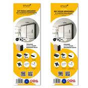 Kit quincaillerie armoire 2 portes couli. s f. souple Placard 74 poignée Sharp ép. 16mm Noir