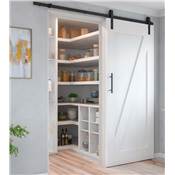 Kit quincaillerie porte coulissante suspendue Barn bois fermeture souple Acier plastique noir