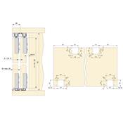 Kit 2 portes coulissantes Flow ferrures armoires fermeture souple rails surface 2,35m anodisé mat