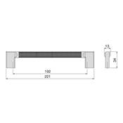 Lot 5 poignées meubles Sofia L221mm entraxe 192mm alu. noir