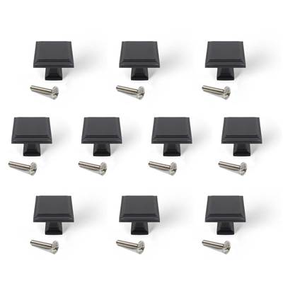 Lot 10 boutons meubles Ceuta 31.5x31.5mm Zamak noir