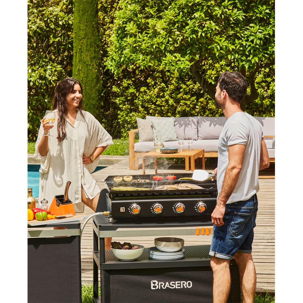 Plancha Silvia II G INOX 2 Feux - Parfaite Pour Les Repas En Extérieur