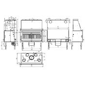 Insert à bois panoramique 17,9kw fonte bûches 88cm sortie 200mm turbine centrifuge