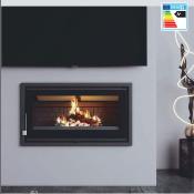 Insert à bois panoramique 17,9kw vermiculite bûches 88cm sortie 200mm