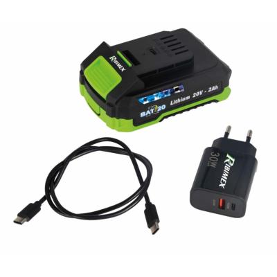 Batterie 2 ampères R-BAT20 câble longueur 1m USB-C et chargeur 30w