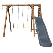 Station de jeux en bois FLEUR,  Dim.286x351x224cm, âges 3 à 12 ans (sauf siège bébé 6-24 mois)