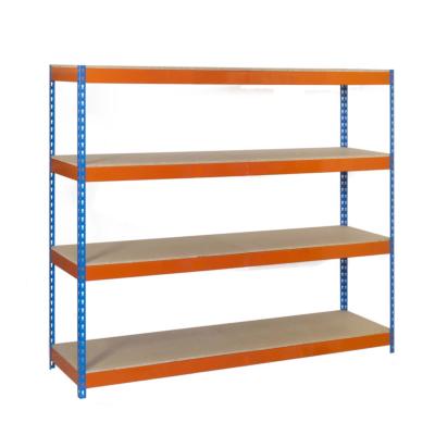 Étagère en métal bleu orange bois 8 étagères 600 kgs dim.2000x1500x600mm sans vis