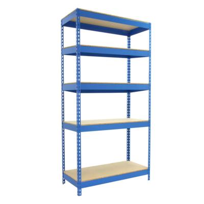 Étagère en métal bleu bois 5 étagères charge 300 kgs dim.1975x1210x460mm sans vis