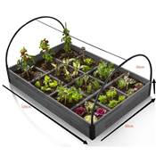 Carré potager bois sapin serre 120x80 hauteur 50cm 12 compartiments 30 x 27 cm gris