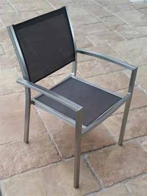 Fauteuil Tourmarin aluminium brossé, avec accoudoirs