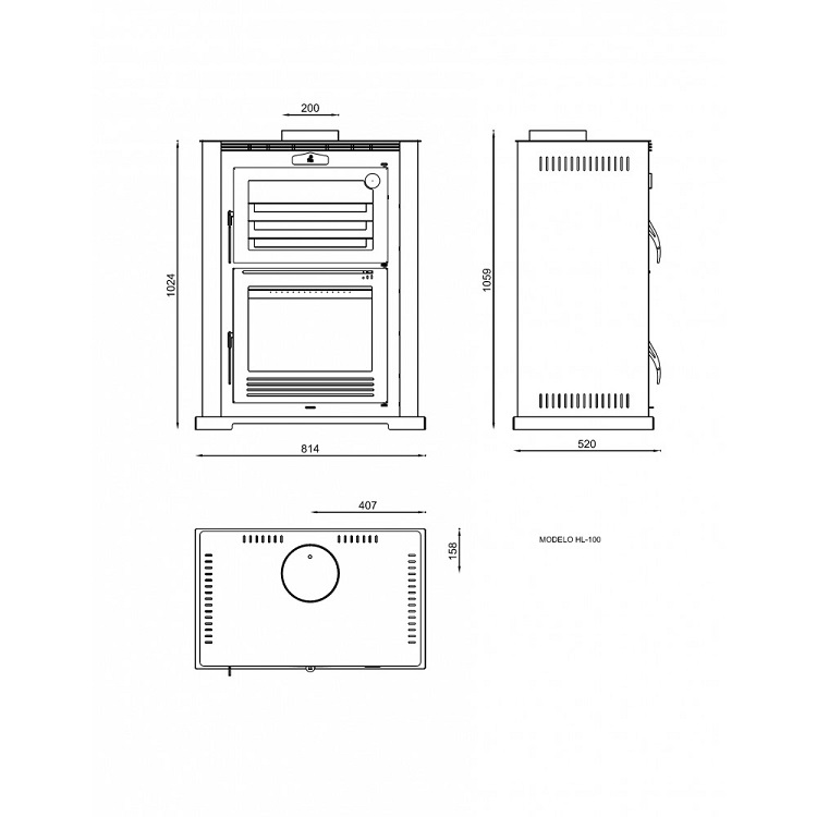 Poêle à bois avec four en acier Dakota – 9,5 kW - FM Calefaccion