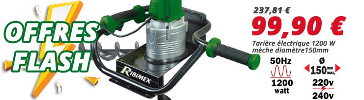 Plus de 55% de remise sur la tari&egrave;re &eacute;lectrique 1200 watts m&egrave;che diam&egrave;tre 150mm Ribimex 99,90€ au lieu de 237,81€ chez Bricommerce