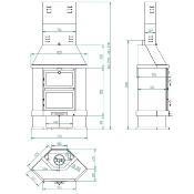 Cheminée à bois de coin en acier avec four supérieur, bûcher inférieur 14.5 Kw