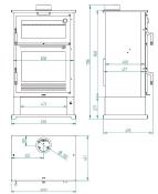 CH-8 - poêle à bois en acier, four de face, bûcher inférieur, dbl combustion, noir