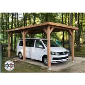 Abri Toit Plat Bois Douglas France Carport Auvent Camping-car 350x650cm H 320cm