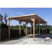 Abri Toit Plat Bois Douglas France Carport Auvent Camping-car 450x1150cm H 320cm