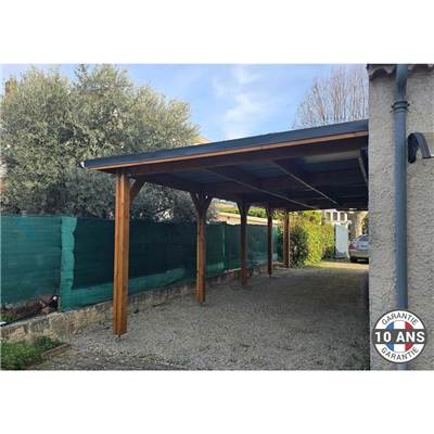 Abri Toit Plat Adossé Bois Douglas France Carport Auvent Camping-car 450x1150cm H 320cm