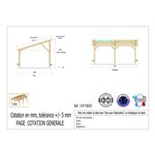 Abri 1 pente Bois Douglas France Carport Auvent voiture 500x550cm H 250cm