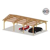 Abri 2 pentes Bois Douglas France Carport Auvent voiture 600x1050cm H 250cm