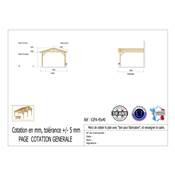 Abri 2 pentes Adossé Bois Douglas France Carport Auvent voiture 450x400cm H 250cm