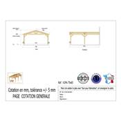 Abri 2 pentes Adossé Bois Douglas France Carport Auvent voiture 750x650cm H 250cm