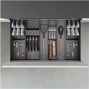 Orderbox Porte-couteau tiroir 150x470mm Acier Bois Anthracite