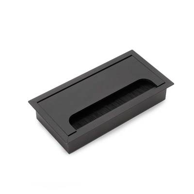 Passe-câbles table Quadrum rectangulaire 159x80mm encastrer alu. noir