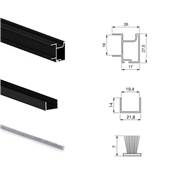 Kit quincaillerie armoire 2 portes coulissantes f. souple Placard 74 poignée Sharp ép. 19mm Noir